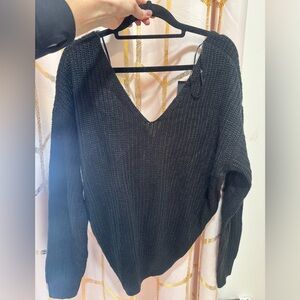 Fashion Nova Black V-Neck Sweater